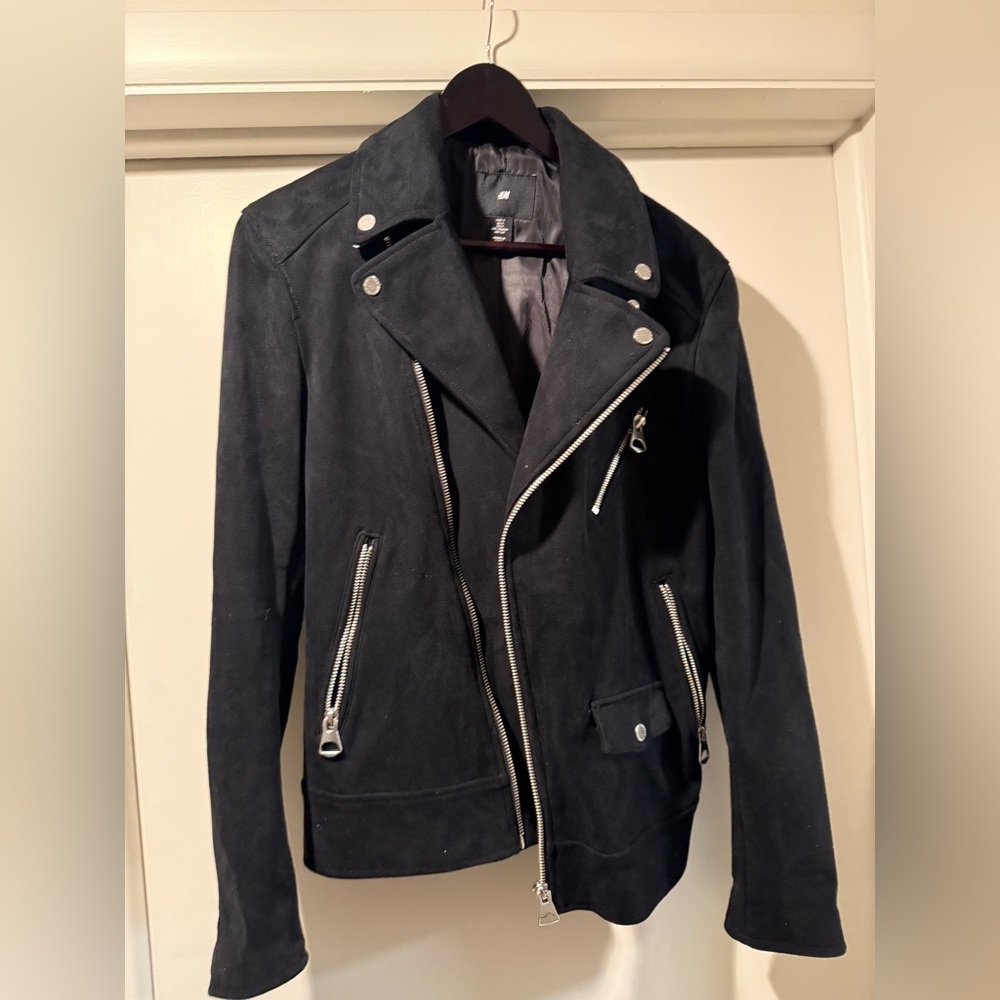 Small Faux Suede Black Biker Jacket